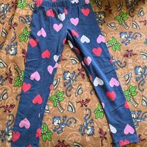 Navy Heart Print Girls Leggings